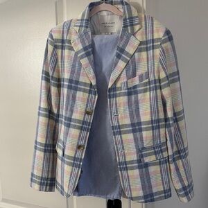 Janie and Jack Plaid Blazer, hat, bow tie, Pastel Colors and blue pants size 12